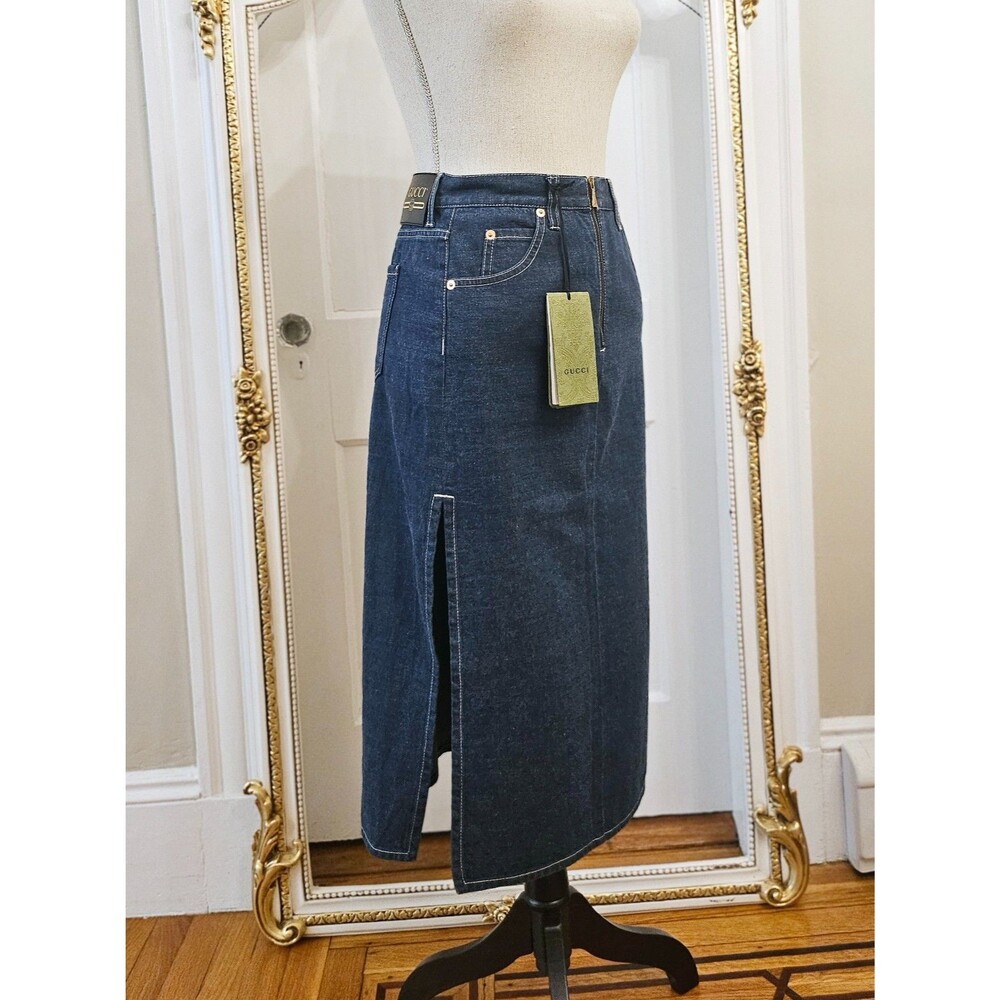 GUCCI Denim Midi Skirt, IT 36 (fits XXS to S), NWT - Picture 7 of 16